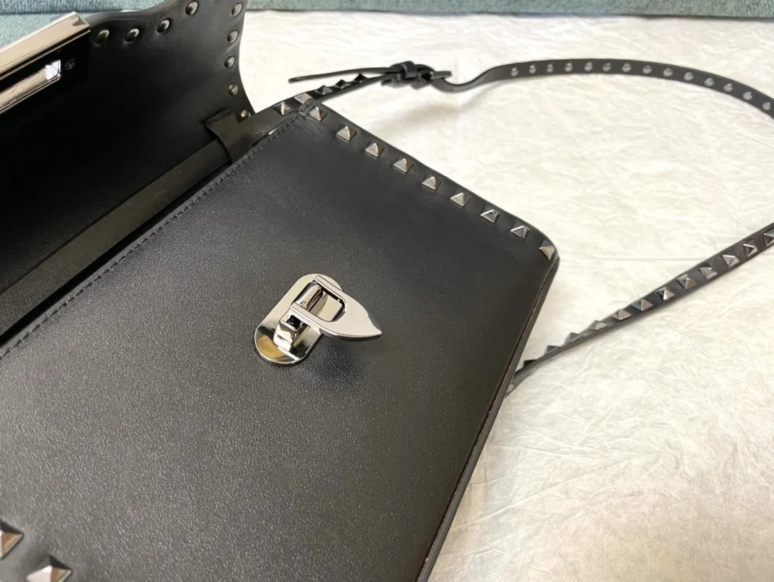 Valentino Black Studded Flap Bag - Hình 3