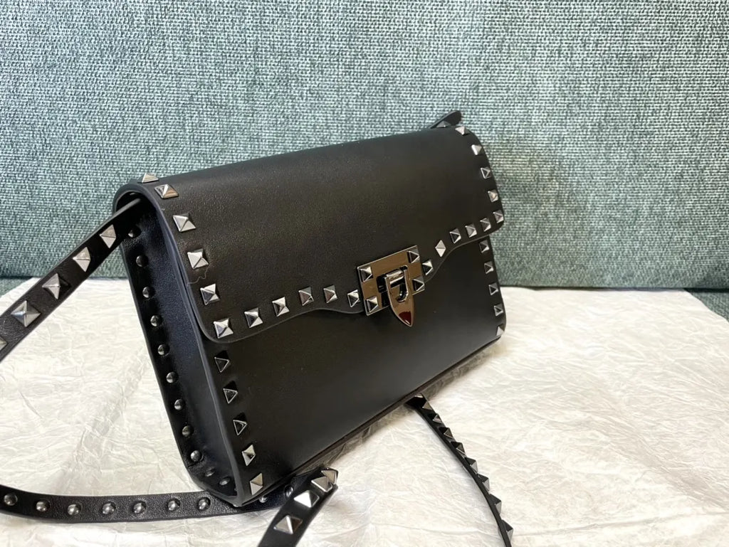Valentino Black Studded Flap Bag - Hình 6