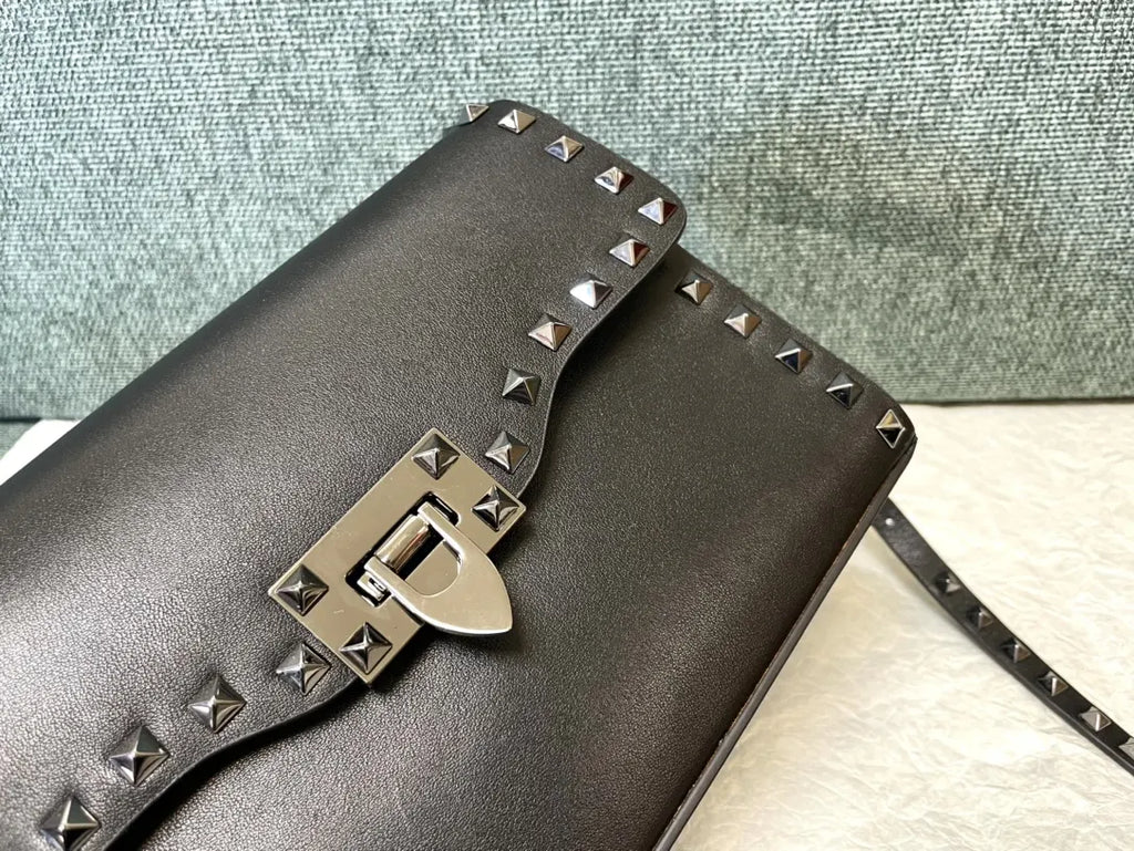 Valentino Black Studded Flap Bag
