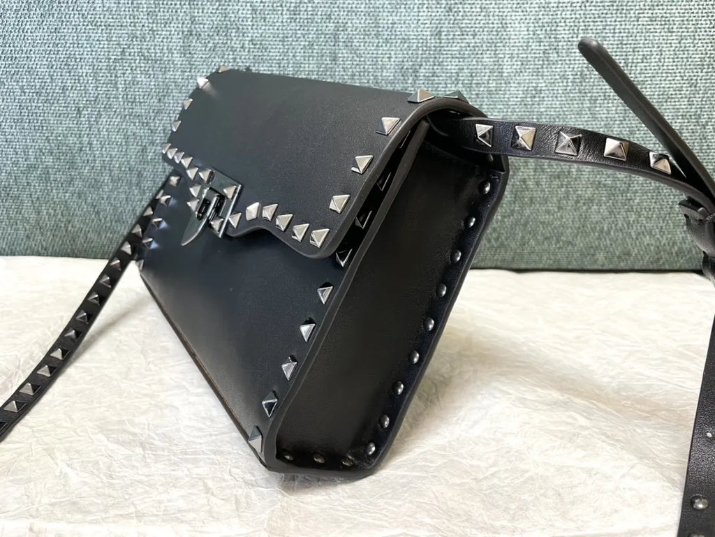 Valentino Black Studded Flap Bag - Hình 5