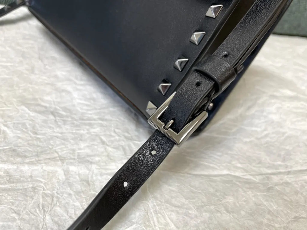 Valentino Black Studded Flap Bag - Hình 4