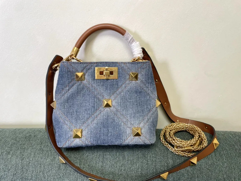 Valentino Denim Roman Stud Bag