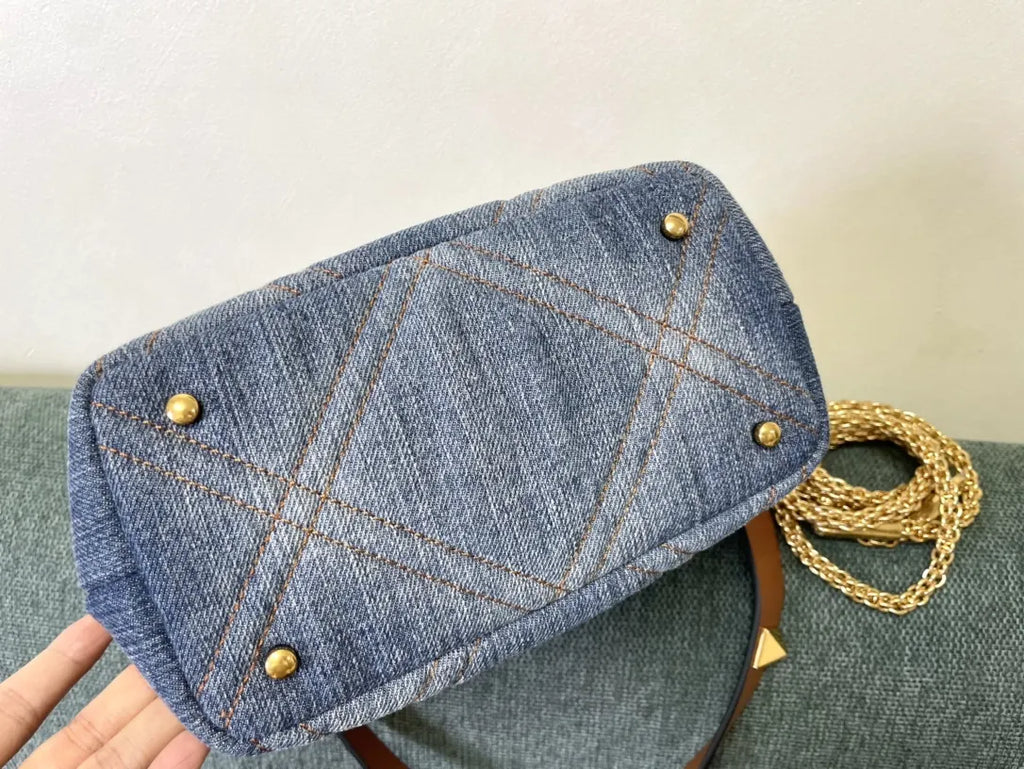 Valentino Denim Roman Stud Bag - Hình 3