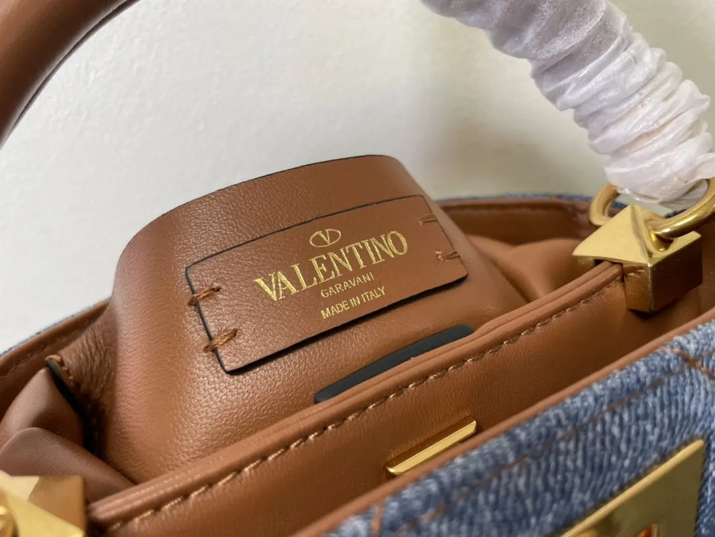 Valentino Denim Roman Stud Bag - Hình 8