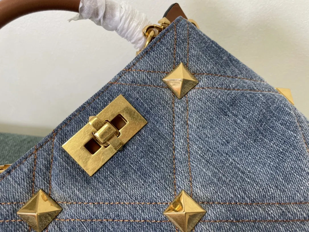 Valentino Denim Roman Stud Bag - Hình 5