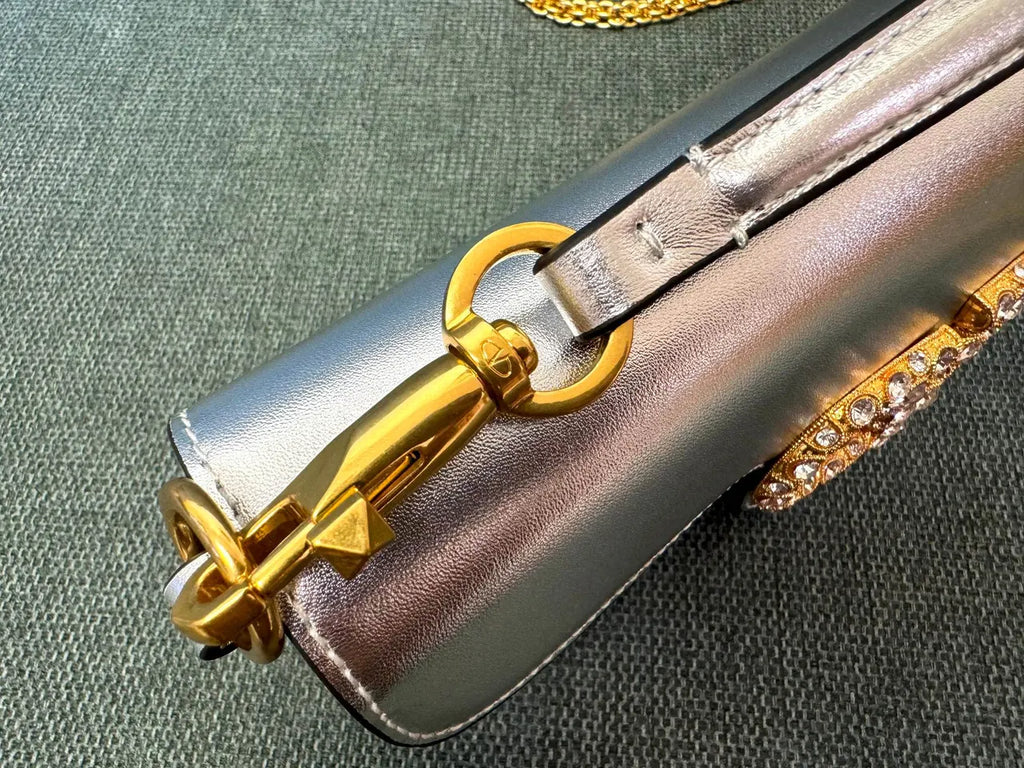 Valentino Silver Crystal VLogo Bag - Hình 4