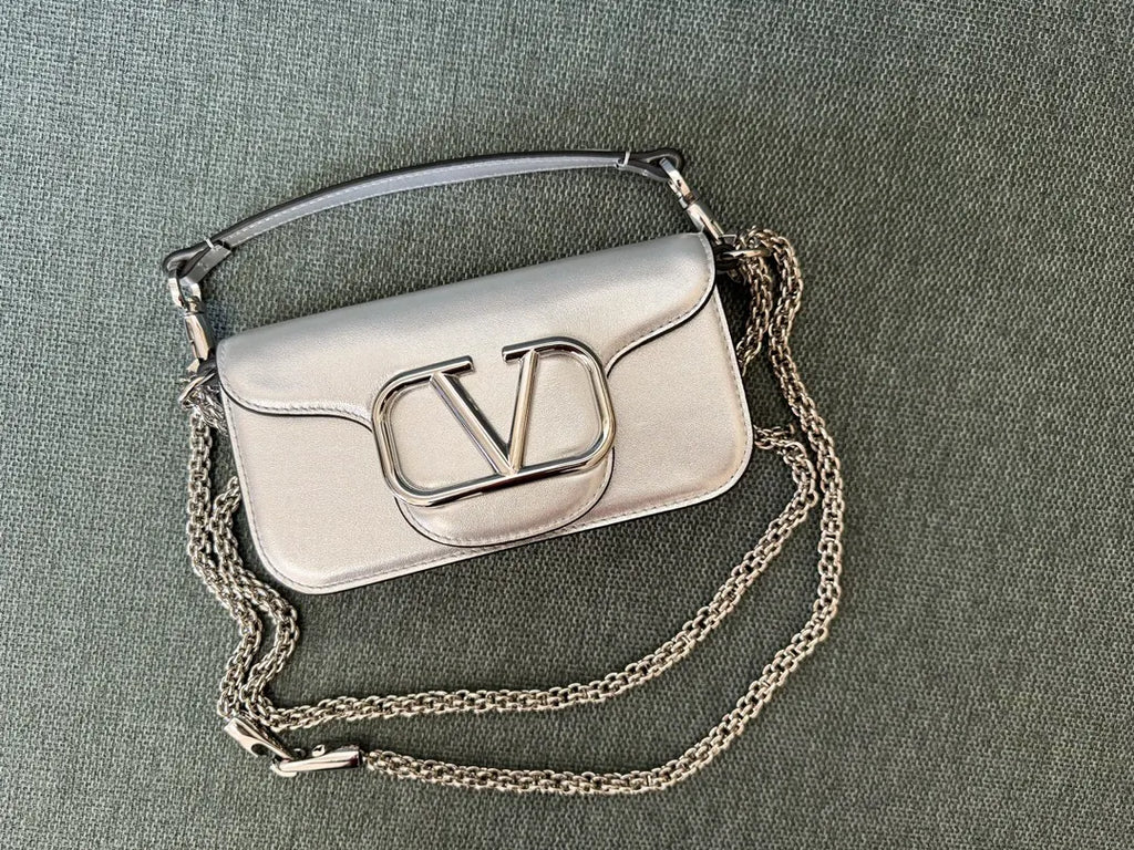 Valentino Silver VLogo Chain Bag
