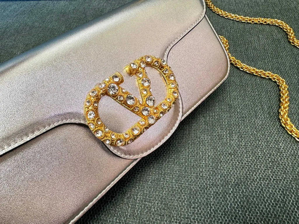 Valentino Silver Crystal VLogo Bag - Hình 9