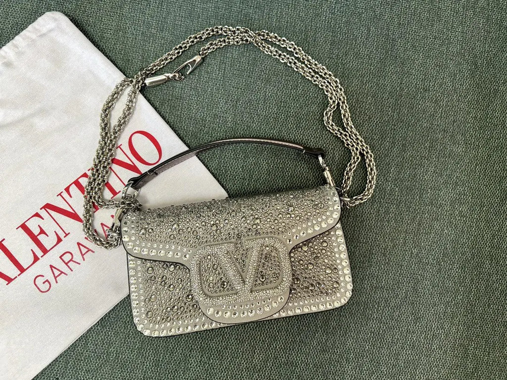 chain Valentino Silver Crystal Mini Bag