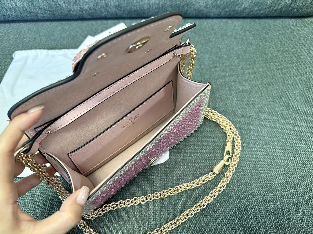 shoulder Valentino Rose Crystal Bag - Hình 4