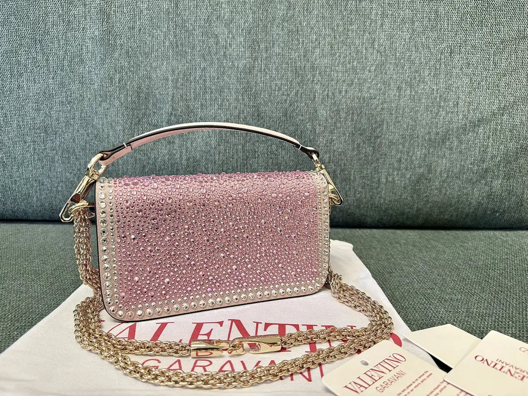shoulder Valentino Rose Crystal Bag - Hình 2