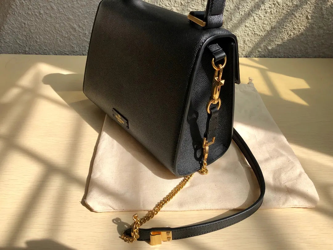 Valentino Black Grained Leather - Hình 2