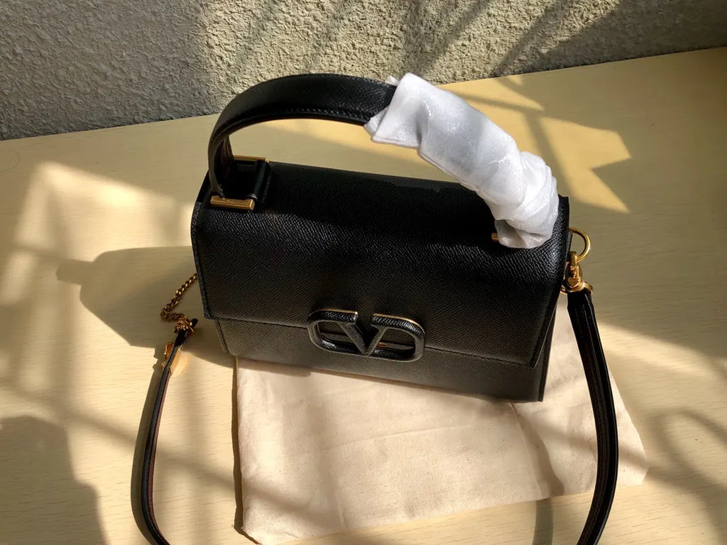 Valentino Black Grained Leather - Hình 5