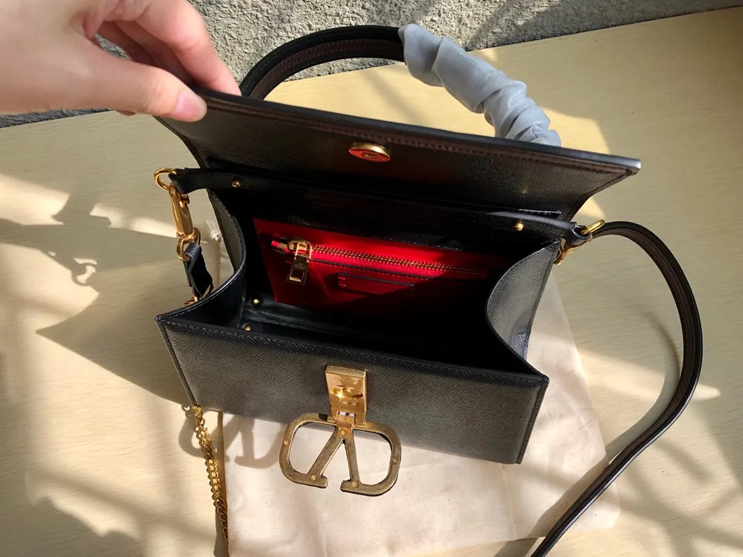 Valentino Black Grained Leather - Hình 9