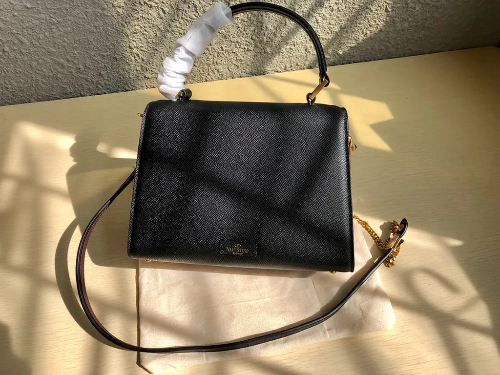 Valentino Black Grained Leather - Hình 3