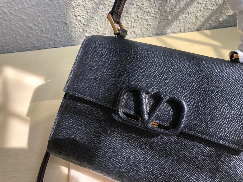 Valentino Black Grained Leather - Hình 7