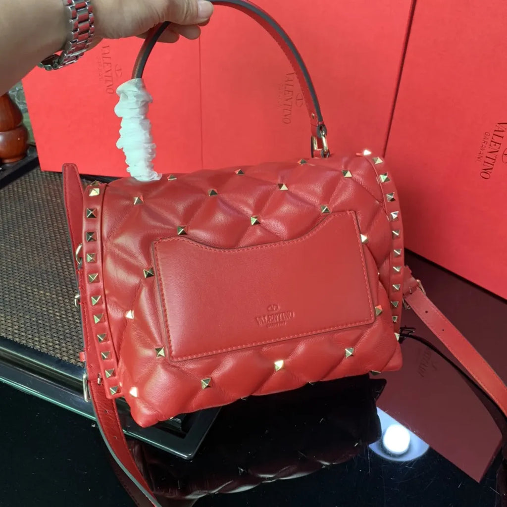 Valentino Red Roman Stud Bag - Hình 6