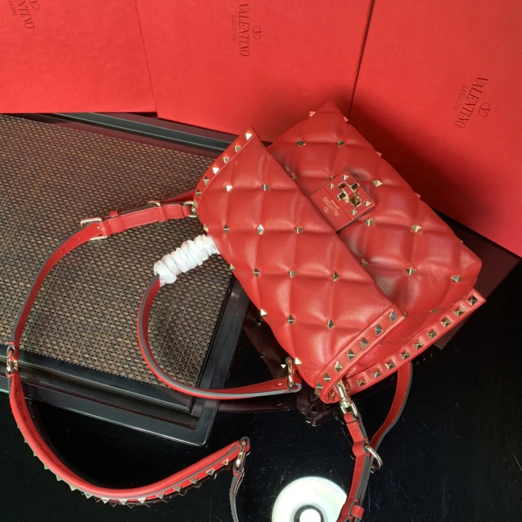 Valentino Red Roman Stud Bag - Hình 2