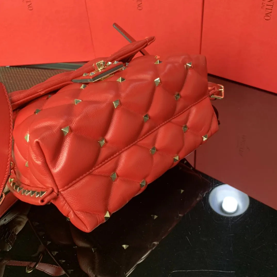Valentino Red Roman Stud Bag - Hình 5