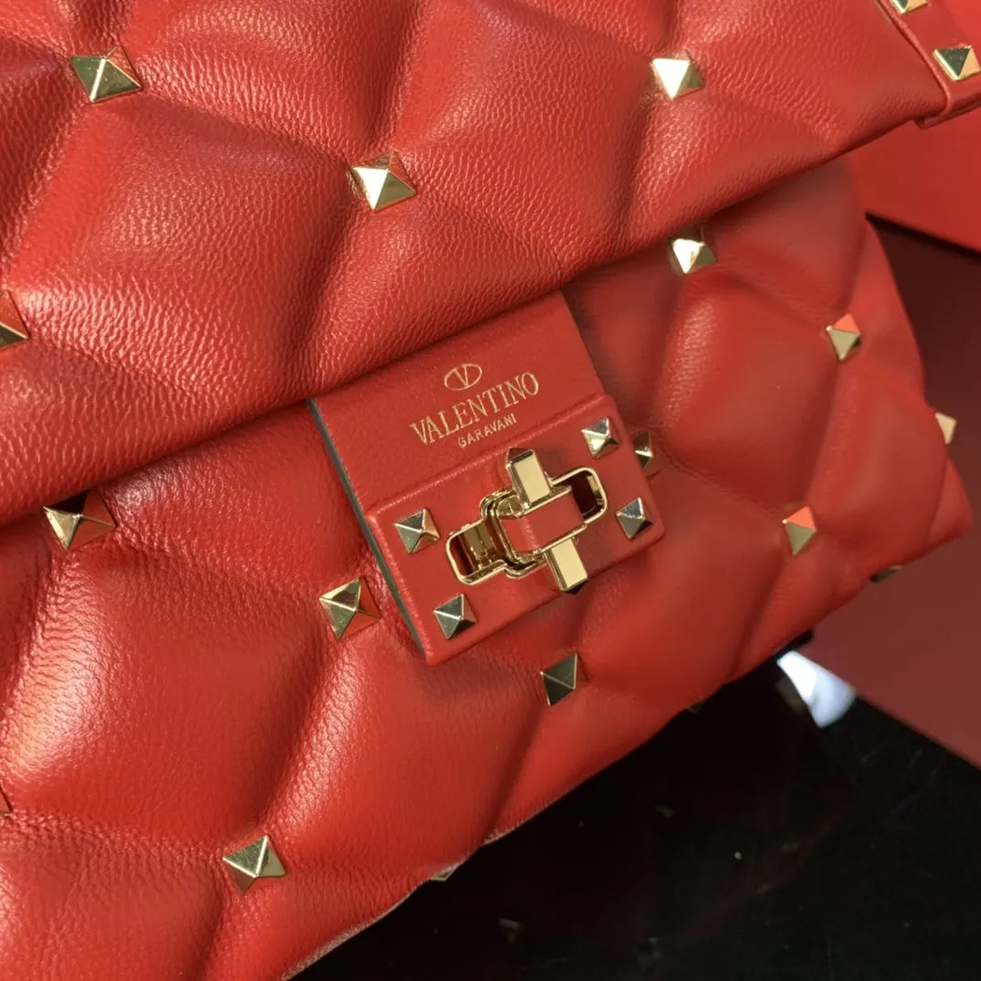 Valentino Red Roman Stud Bag - Hình 4
