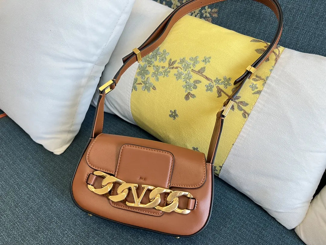 gold Valentino Caramel Shoulder Bag - Hình 2