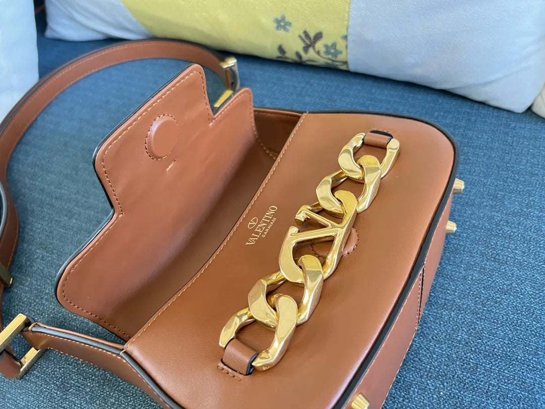 gold Valentino Caramel Shoulder Bag - Hình 7