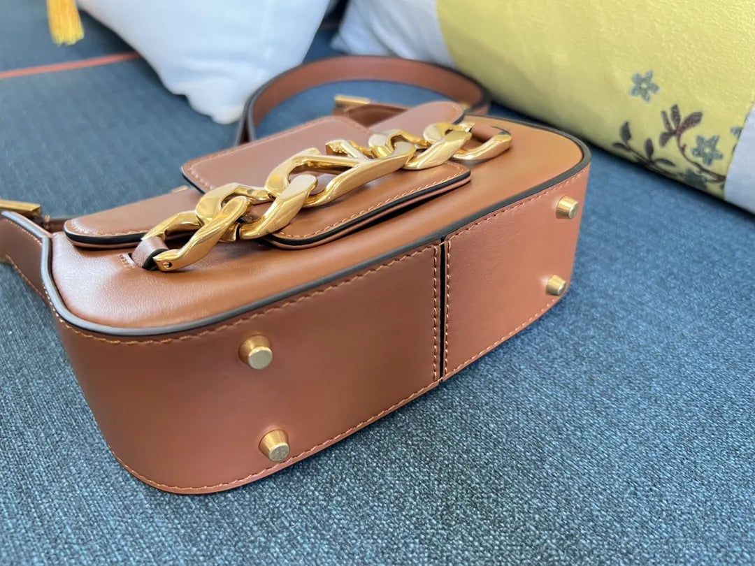 gold Valentino Caramel Shoulder Bag - Hình 4