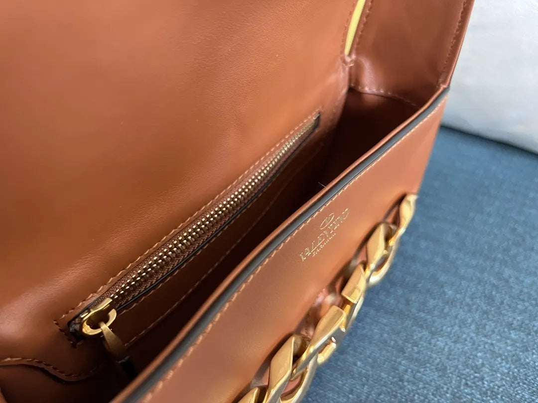 gold Valentino Caramel Shoulder Bag - Hình 8