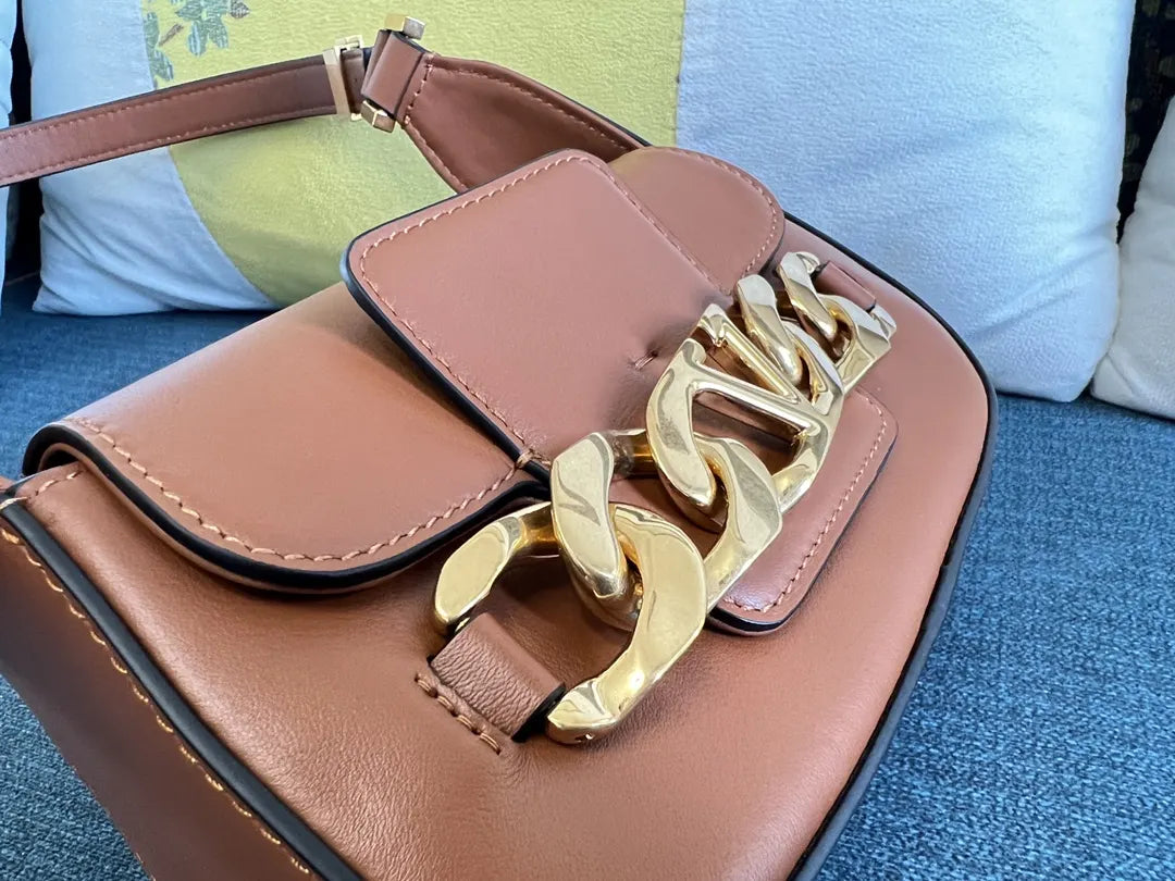 gold Valentino Caramel Shoulder Bag - Hình 6