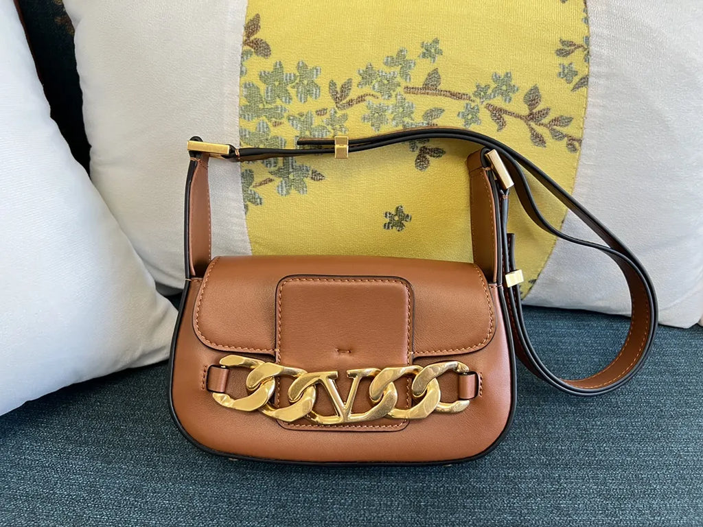 gold Valentino Caramel Shoulder Bag