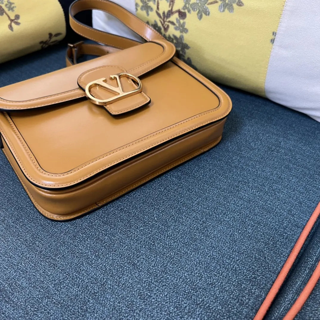 leather Valentino Caramel Shoulder Bag - Hình 5