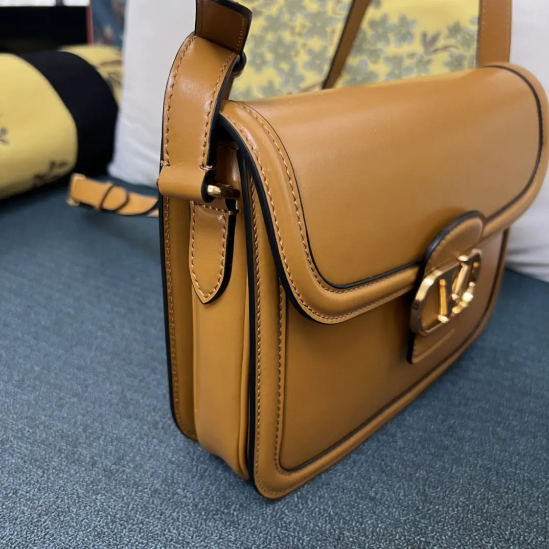 leather Valentino Caramel Shoulder Bag - Hình 4