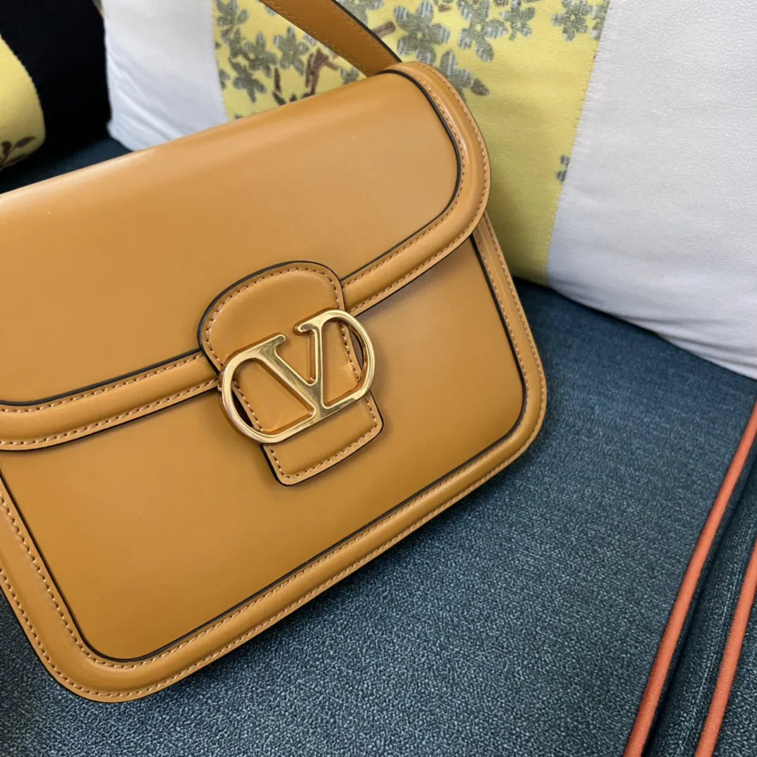 leather Valentino Caramel Shoulder Bag - Hình 3