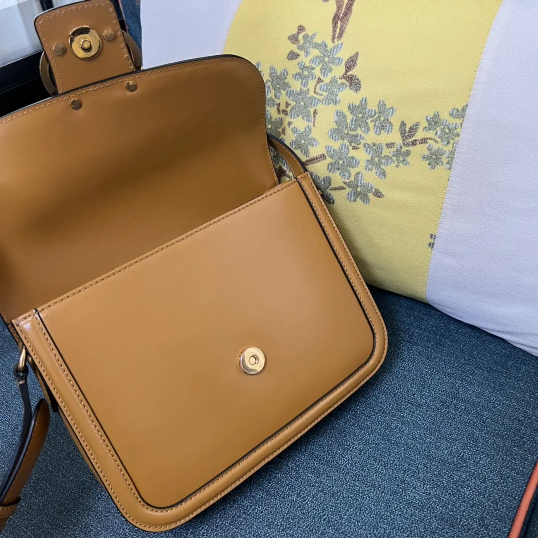 leather Valentino Caramel Shoulder Bag - Hình 7
