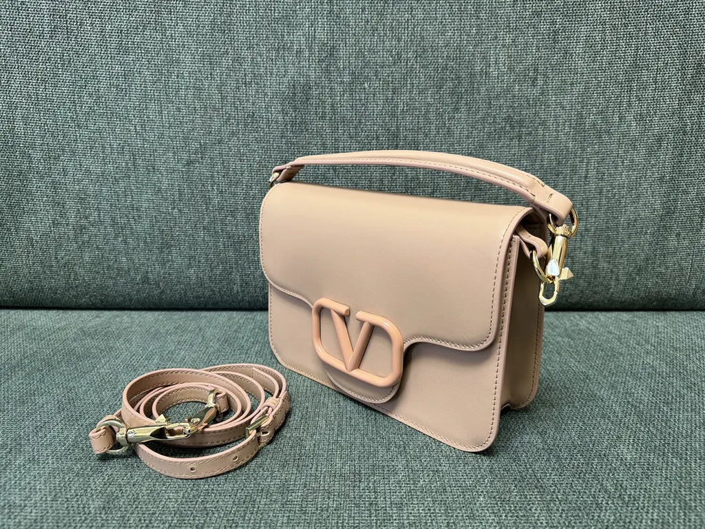 Valentino Beige Leather Shoulder Bag - Hình 6