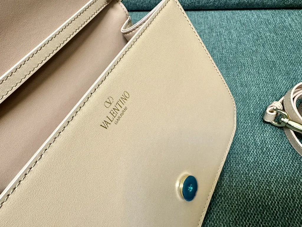 Valentino Beige Leather Shoulder Bag - Hình 8