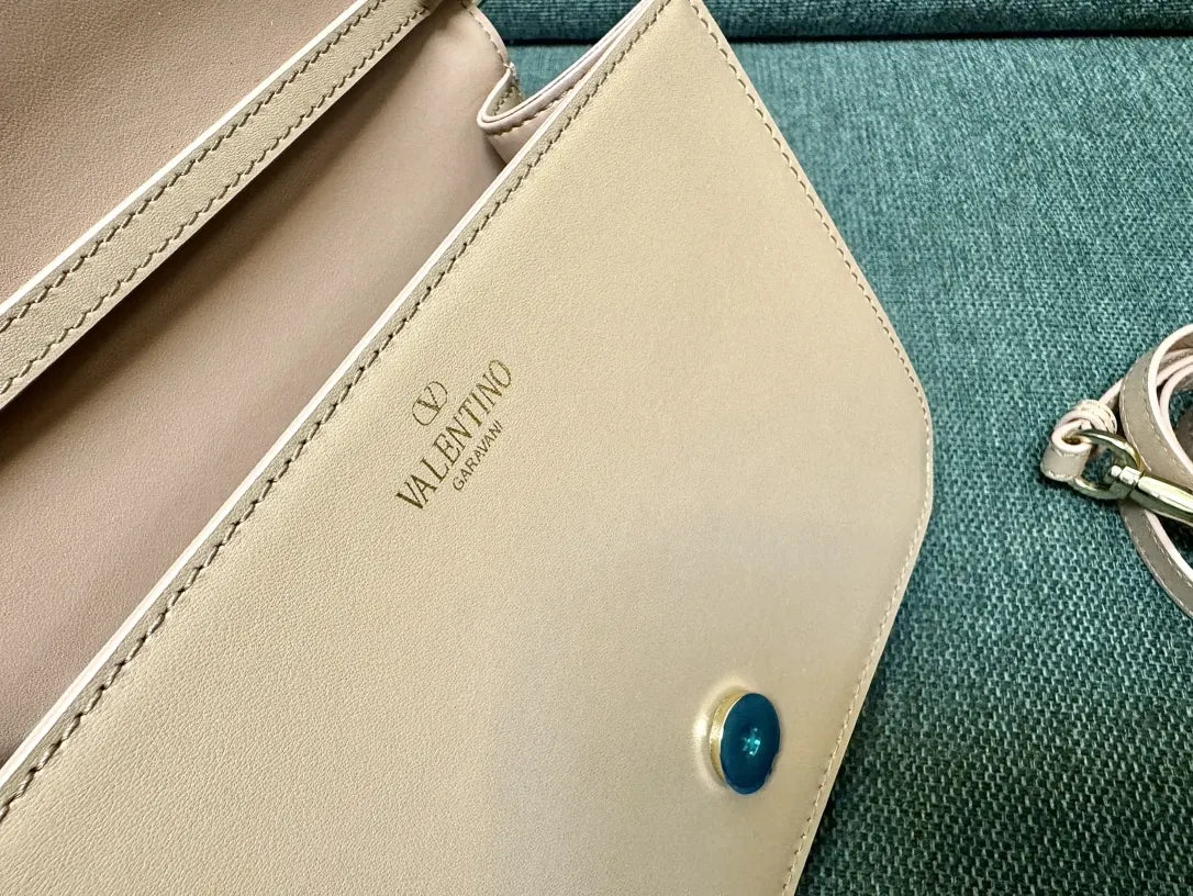Valentino Beige Leather Shoulder Bag - Hình 8
