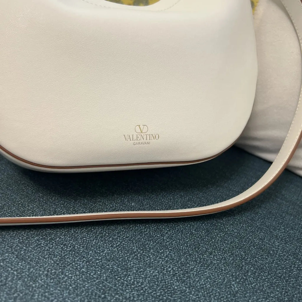 Valentino White Leather Hobo - Hình 6