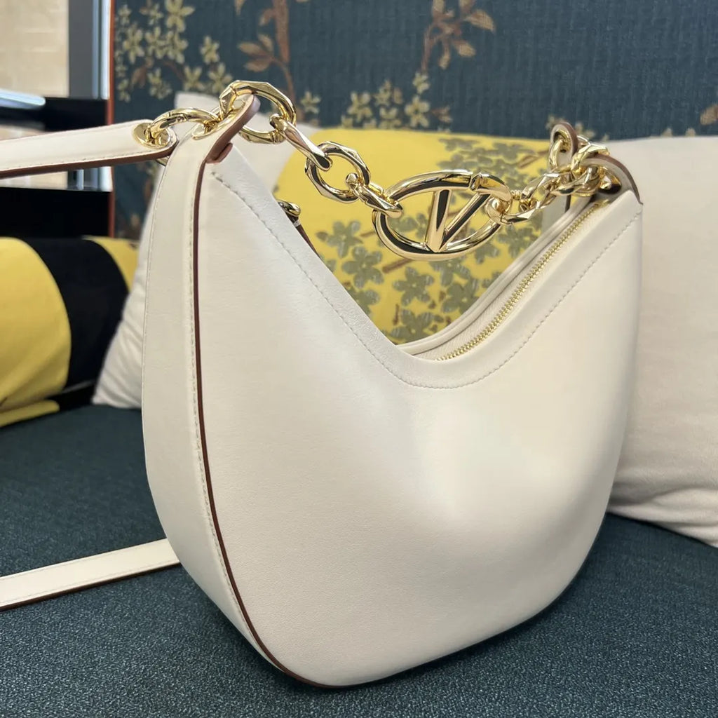 Valentino White Leather Hobo - Hình 2
