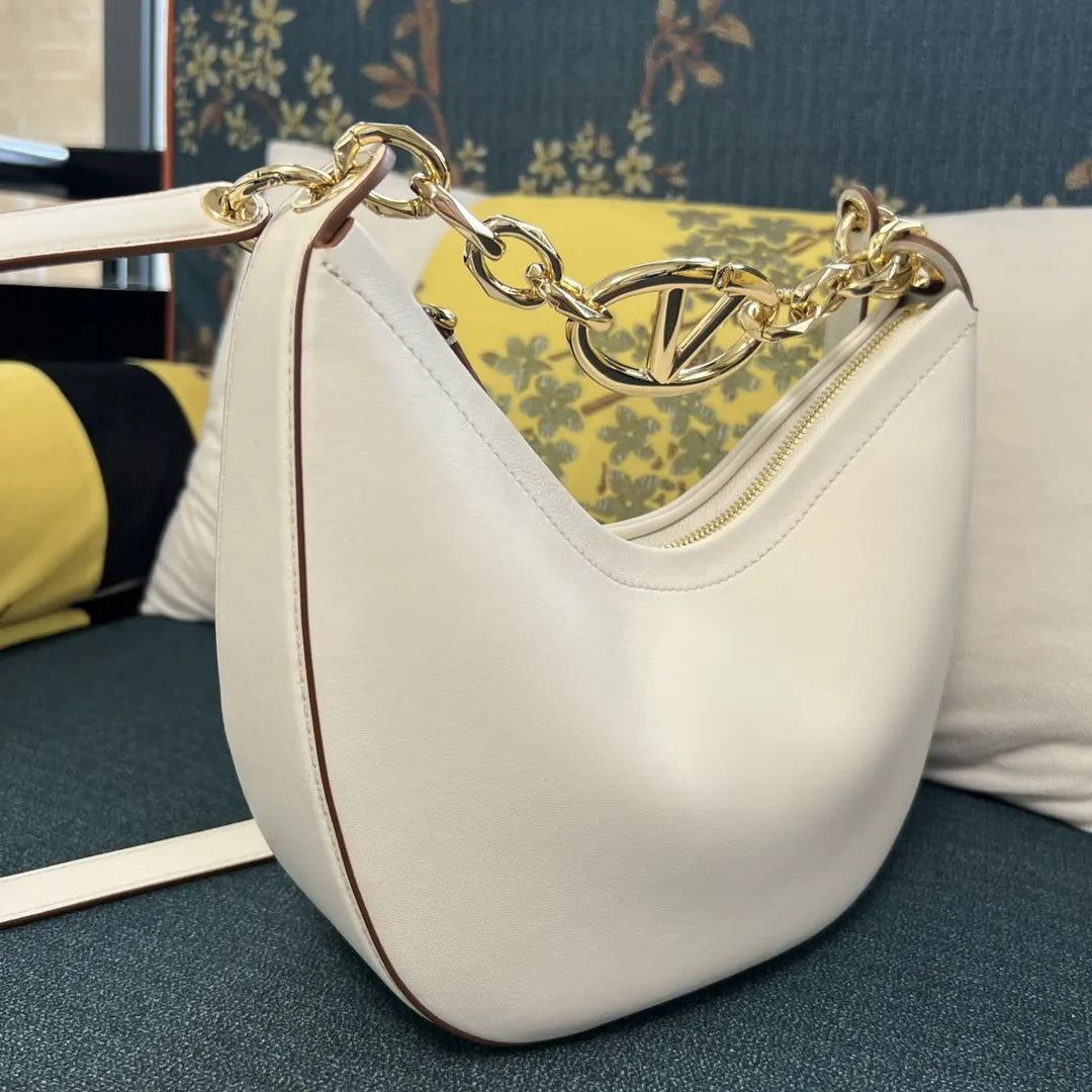 Valentino White Leather Hobo - Hình 2
