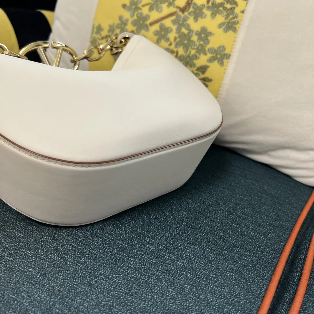 Valentino White Leather Hobo - Hình 4